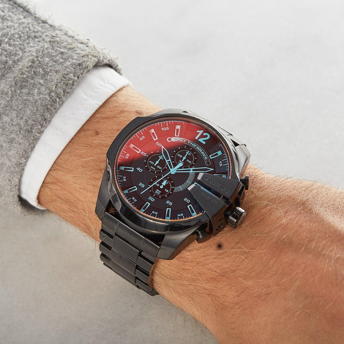 Diesel DZ4318 Mega Chief Chronograph Men's Watch – Black Dial & Black Steel Strap