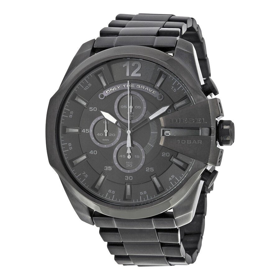 Diesel DZ4355 Mega Chief Chronograph Men's Watch – Black Dial & Black Stainless Steel Strap