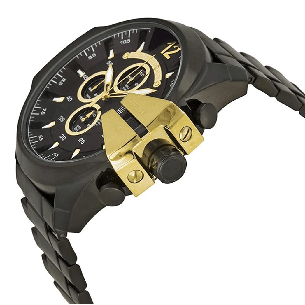 Diesel DZ4338 Mega Chief Chronograph Men's Watch – Black Dial & Black Stainless Steel Strap