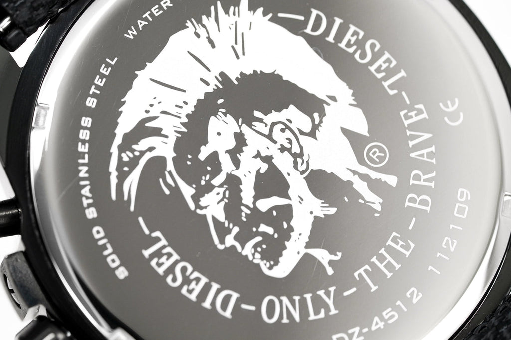 Diesel DZ4512 Mega Chief Chronograph Men's Watch – Silver Dial & Black Leather Strap