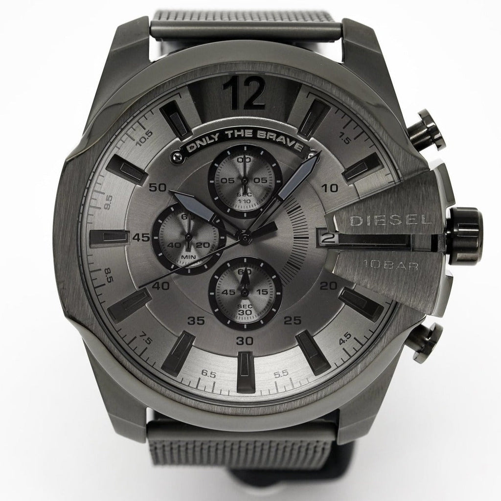 Diesel DZ4527 Mega Chief Chronograph Men's Watch – Black Dial & Black Mesh Strap