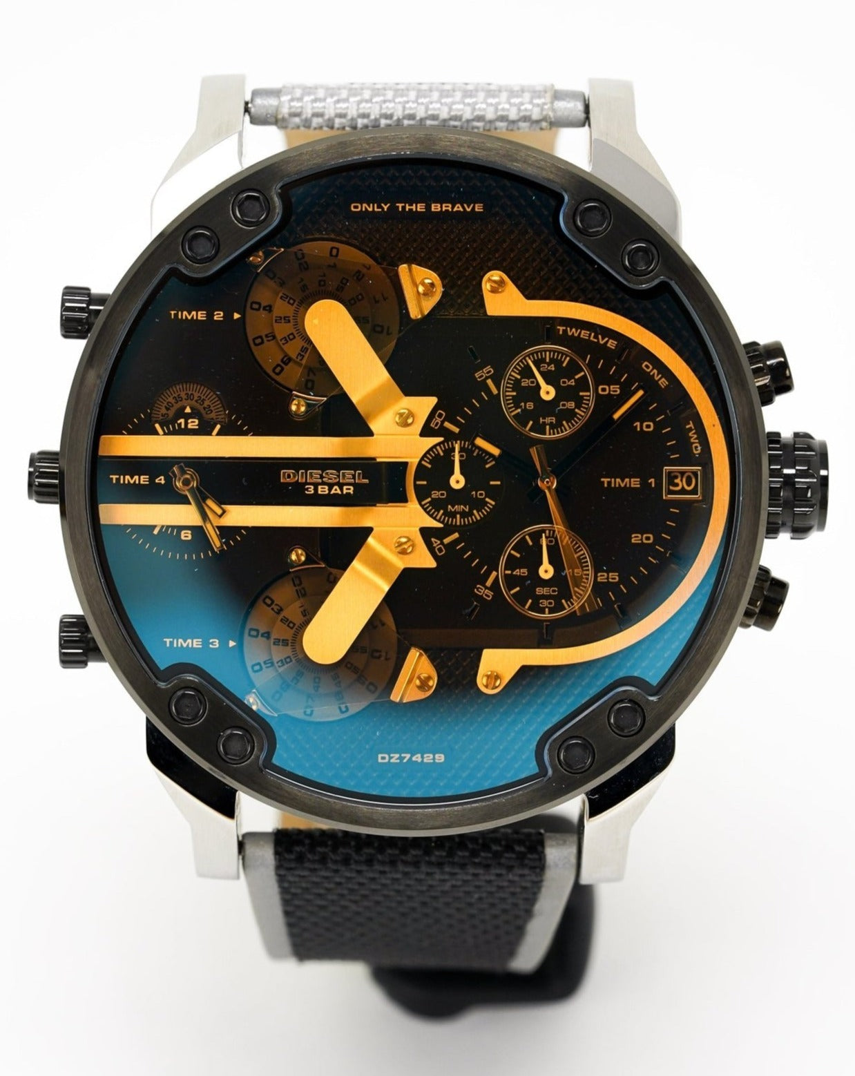 Diesel DZ7429 Mr. Daddy 2.0 Chronograph Men's Watch – Black Dial & Grey Nylon Strap