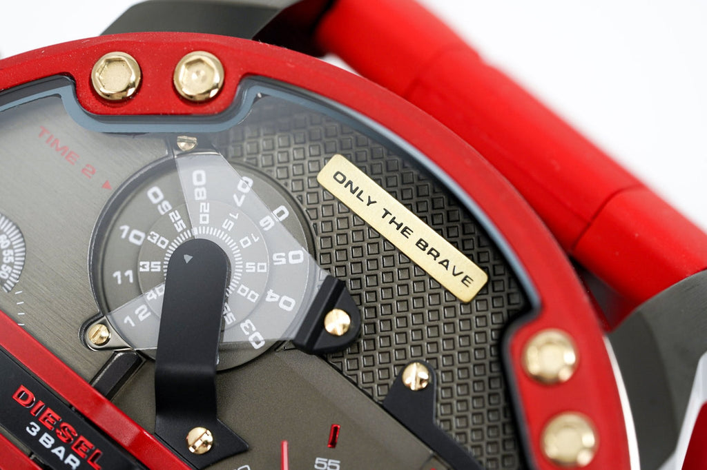 Diesel DZ7430 Mr. Daddy 2.0 Chronograph Men's Watch – Grey Dial & Red Rubber Strap