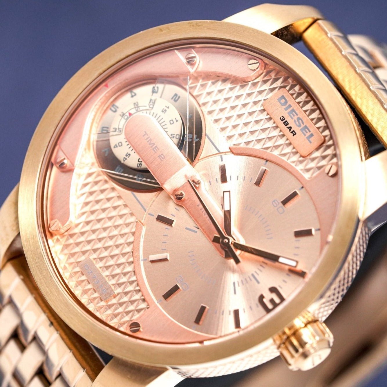 Diesel DZ7318 Mini Daddy Men's Watch – Rose Gold Dial & Rose Gold Stainless Steel Strap