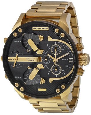 Diesel DZ7333 Mr. Daddy 2.0 Chronograph Men's Watch – Black Dial & Gold Stainless Steel Strap