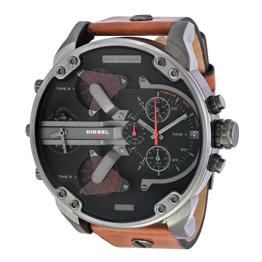 Diesel DZ7332 Mr. Daddy 2.0 Chronograph Men's Watch – Black Dial & Brown Leather Strap