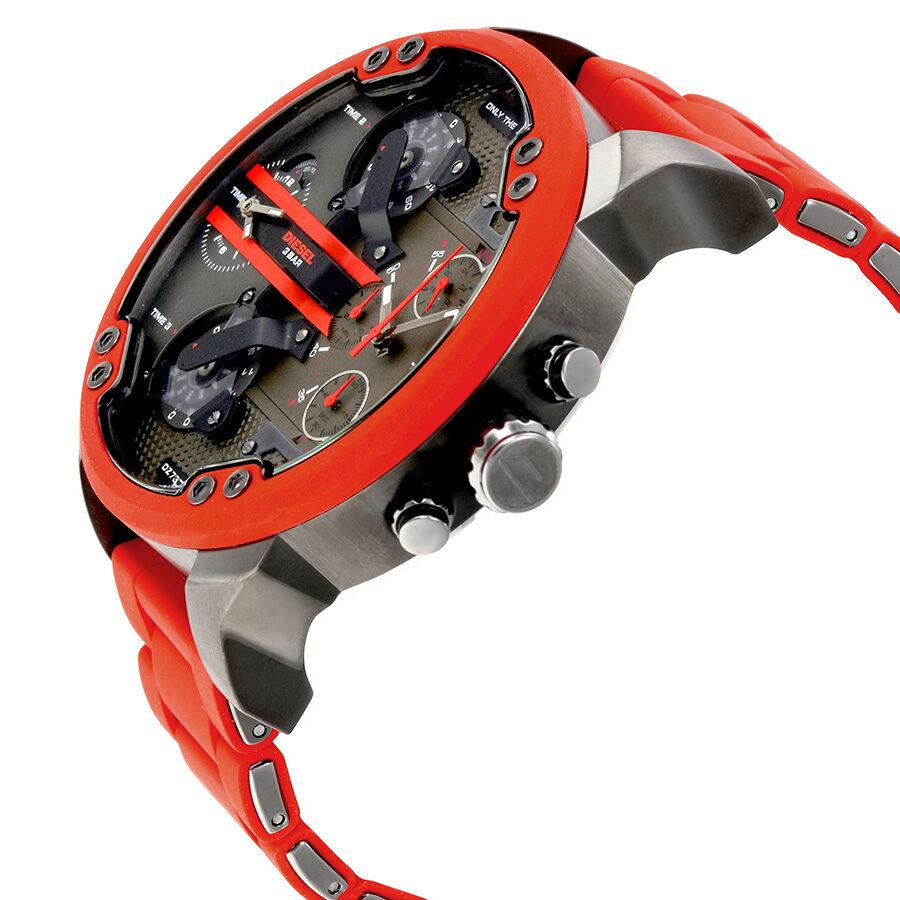 Diesel DZ7370 Mr. Daddy 2.0 Chronograph Men's Watch – Black Dial & Red Silicone Strap
