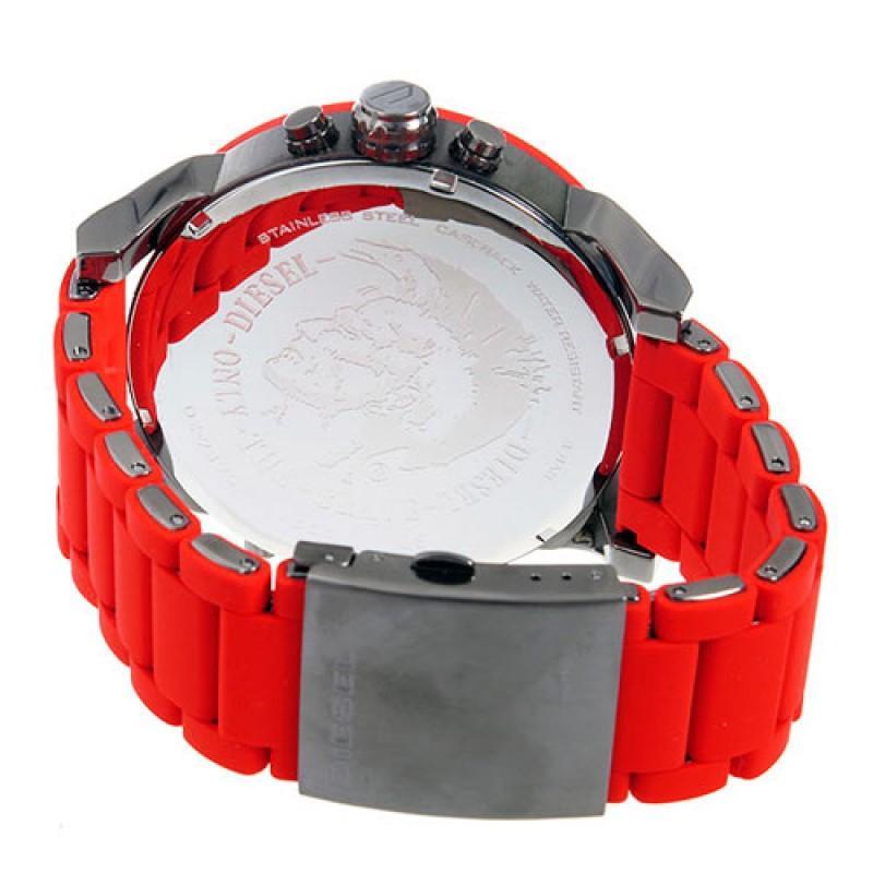 Diesel DZ7370 Mr. Daddy 2.0 Chronograph Men's Watch – Black Dial & Red Silicone Strap