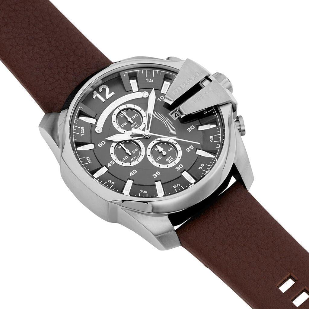 Diesel DZ4290 Mega Chief Chronograph Men's Watch – Black Dial & Brown Leather Strap