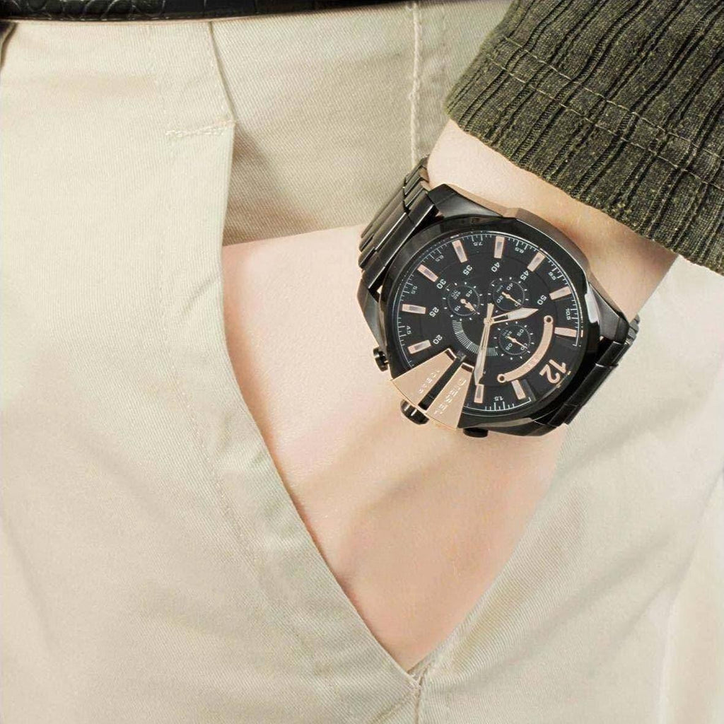 Diesel DZ4309 Mega Chief Chronograph Men's Watch – Black Dial & Black Stainless Steel Strap