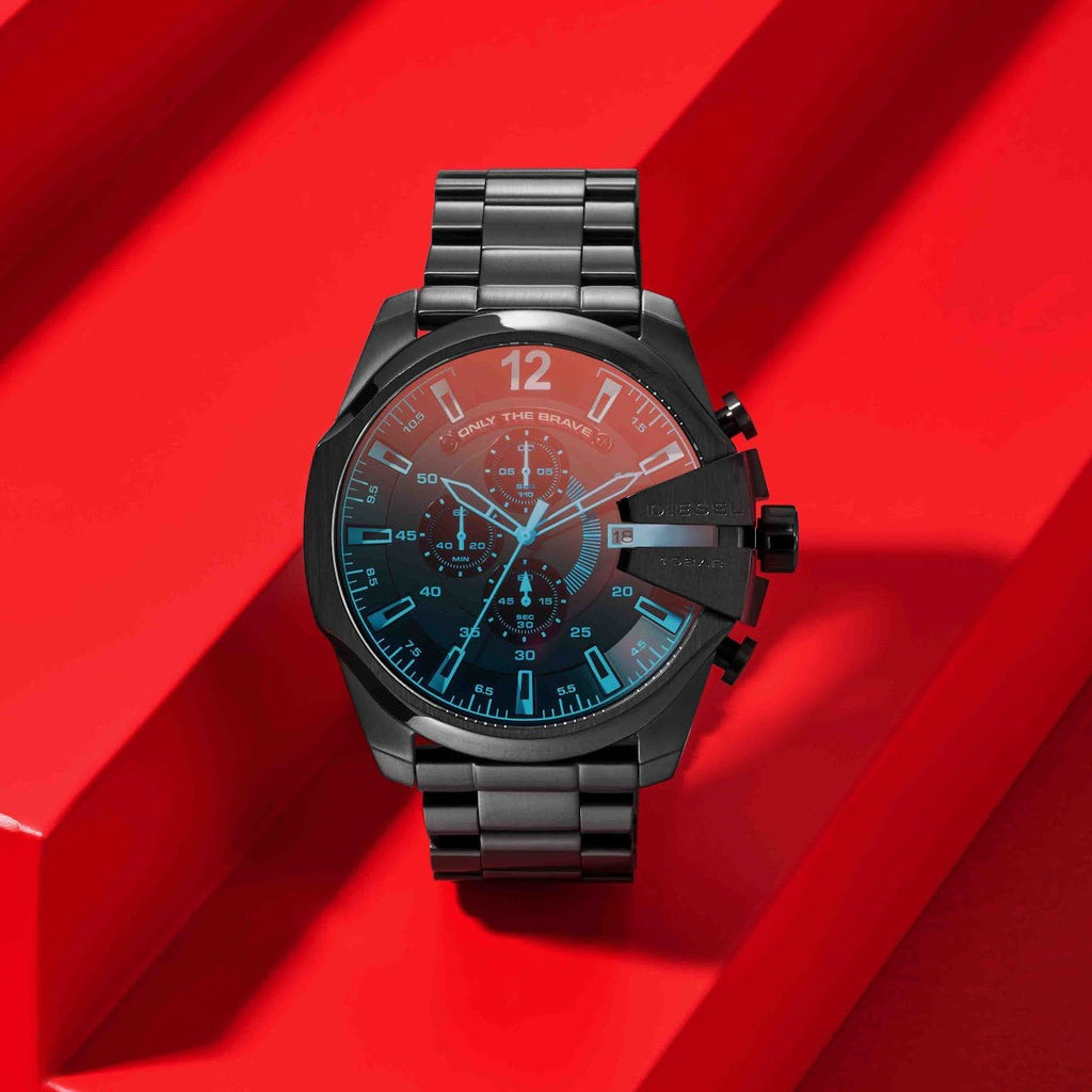 Diesel DZ4318 Mega Chief Chronograph Men's Watch – Black Dial & Black Steel Strap