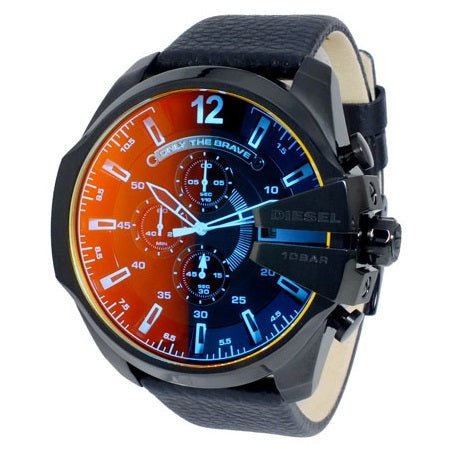 Diesel DZ4323 Mega Chief Chronograph Men's Watch – Black Dial & Black Leather Strap