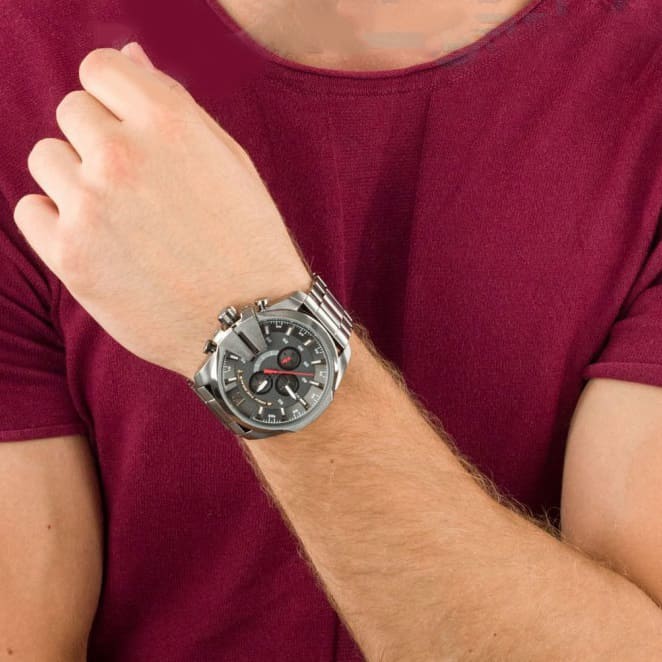 Diesel DZ4479 Mega Chief Chronograph Men's Watch – Grey Dial & Black Stainless Steel Strap