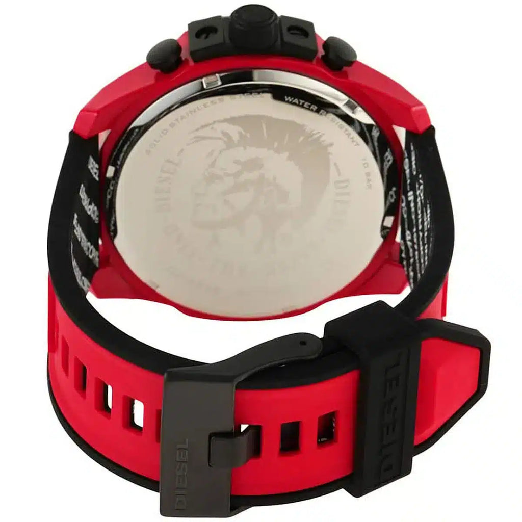 Diesel DZ4526 Mega Chief Chronograph Men's Watch – Black Dial & Red Rubber Strap