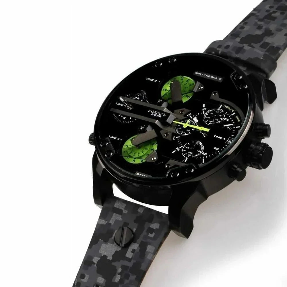 Diesel DZ7311 Big Daddy Chronograph Men's Watch – Black Dial & Black Leather Strap