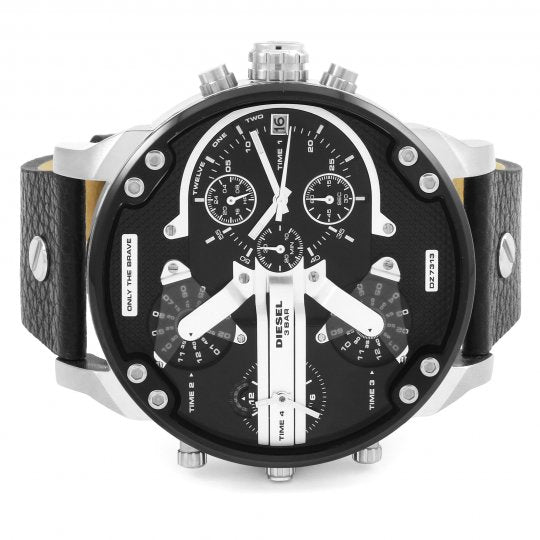 Diesel DZ7313 Mr. Daddy Chronograph Men's Watch – Black Dial & Black Leather Strap