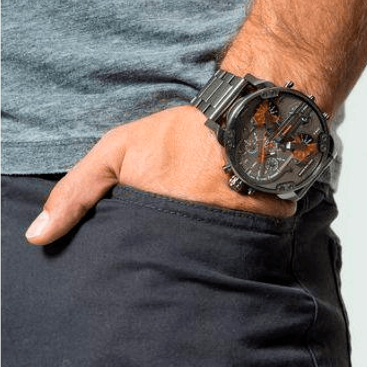 Diesel DZ7315 Mr. Daddy 2.0 Chronograph Men's Watch – Grey Dial & Grey Stainless Steel Strap