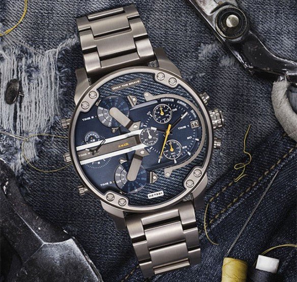 Diesel DZ7331 Big Daddy 2.0 Chronograph Men's Watch – Blue Dial & Grey Stainless Steel Strap