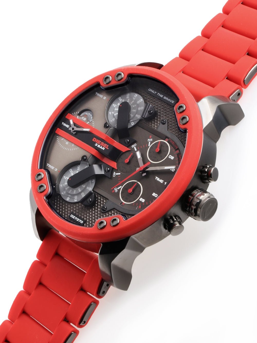 Diesel DZ7370 Mr. Daddy 2.0 Chronograph Men's Watch – Black Dial & Red Silicone Strap