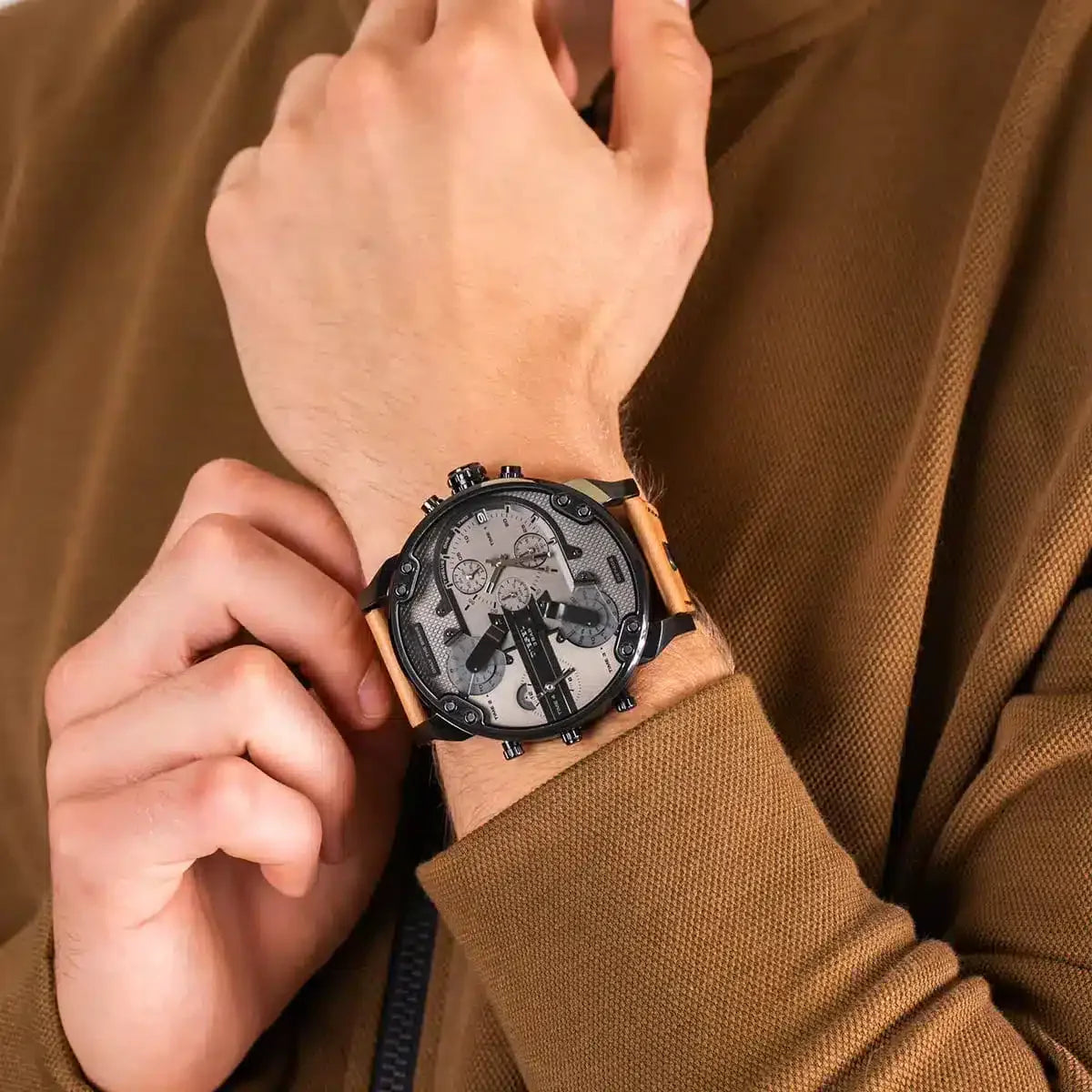Diesel DZ7406 Mr. Daddy 2.0 Chronograph Men's Watch – Grey Dial & Brown Leather Strap