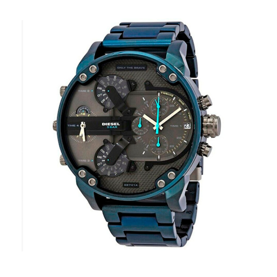 Diesel DZ7414 Daddy 2.0 Chronograph Men's Watch – Grey Dial & Blue Stainless Steel Strap