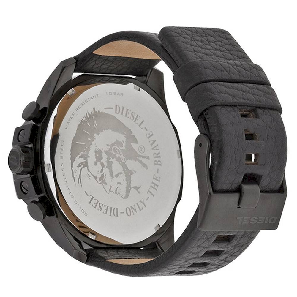 Diesel DZ4291 Mega Chief Chronograph Men's Watch – Black Dial & Black Leather Strap