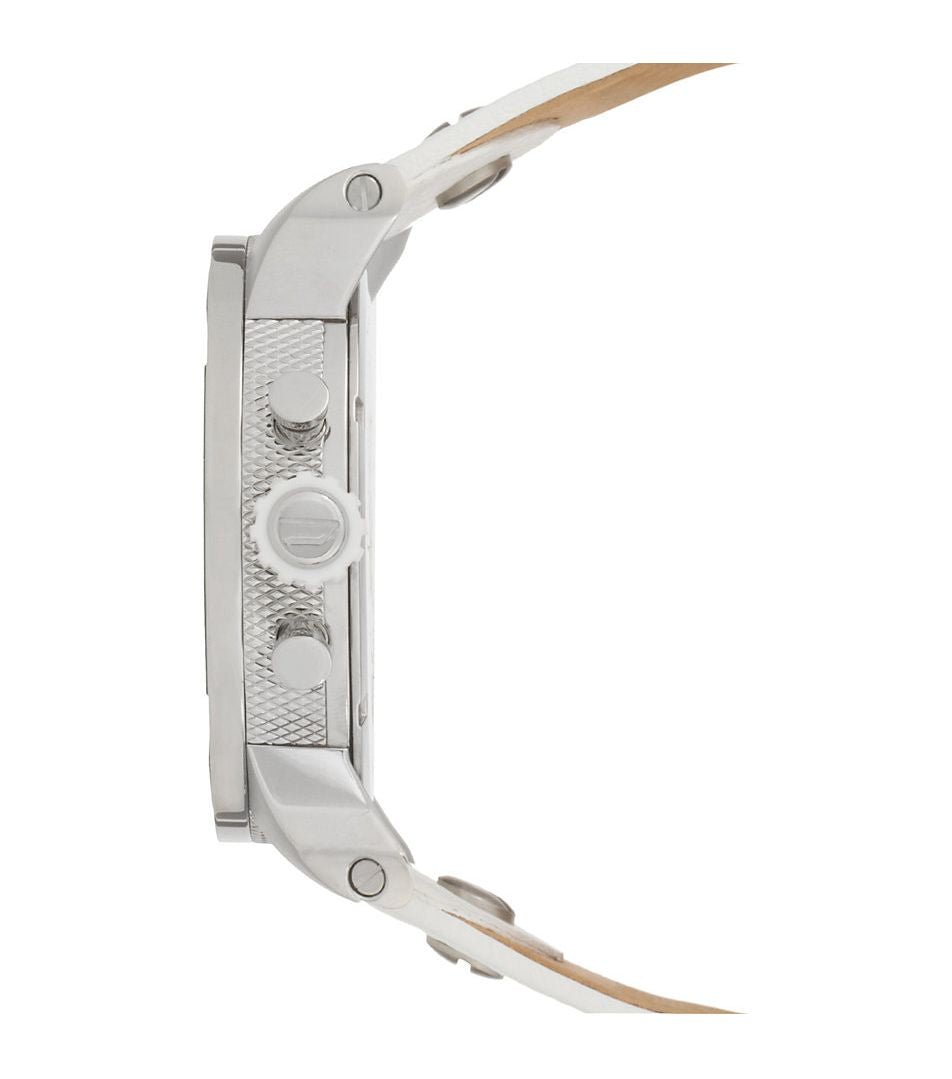 Diesel DZ7265 Badass Chronograph Men's Watch – White Dial & White Leather Strap