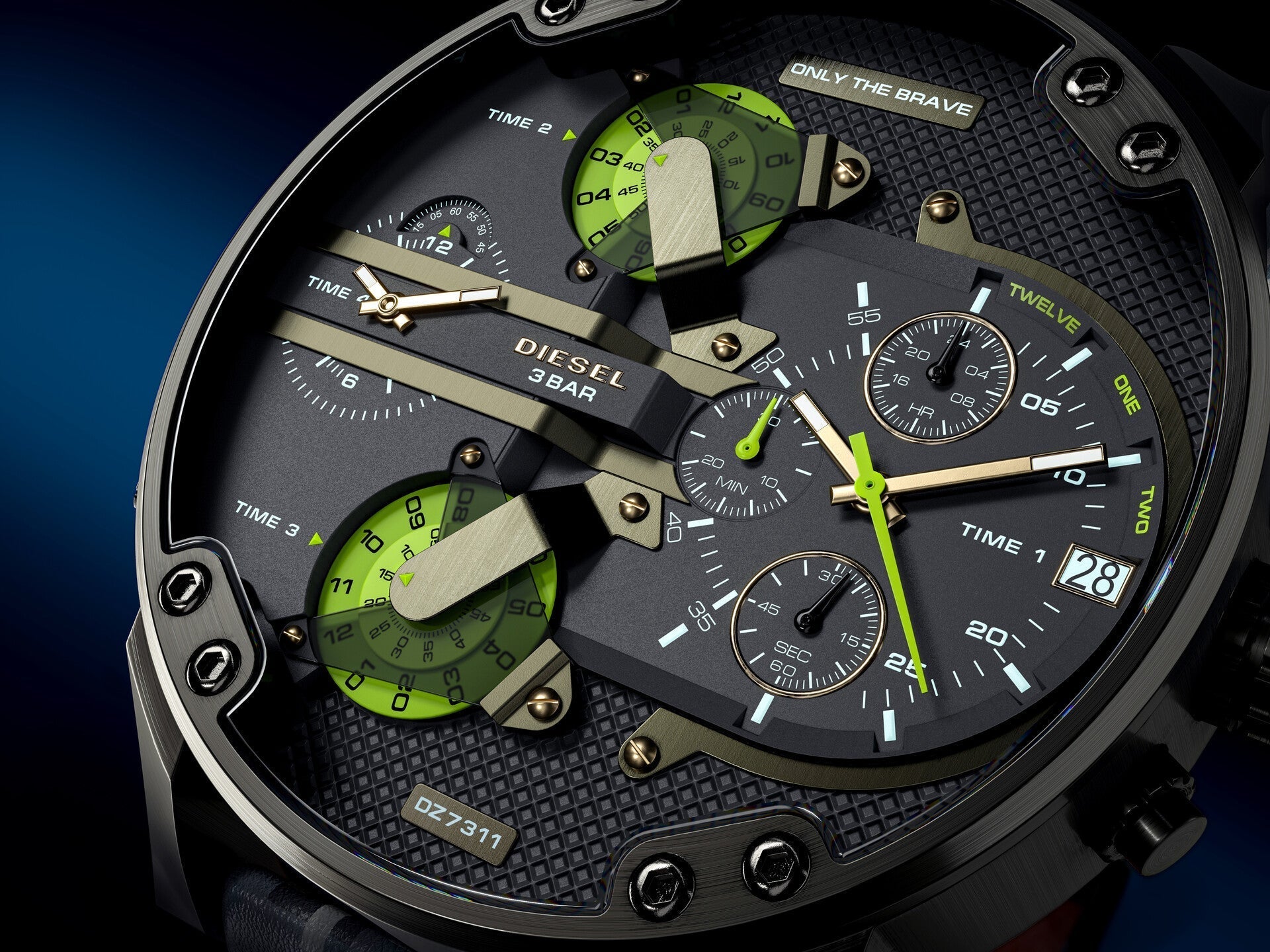 Diesel DZ7311 Big Daddy Chronograph Men's Watch – Black Dial & Black Leather Strap