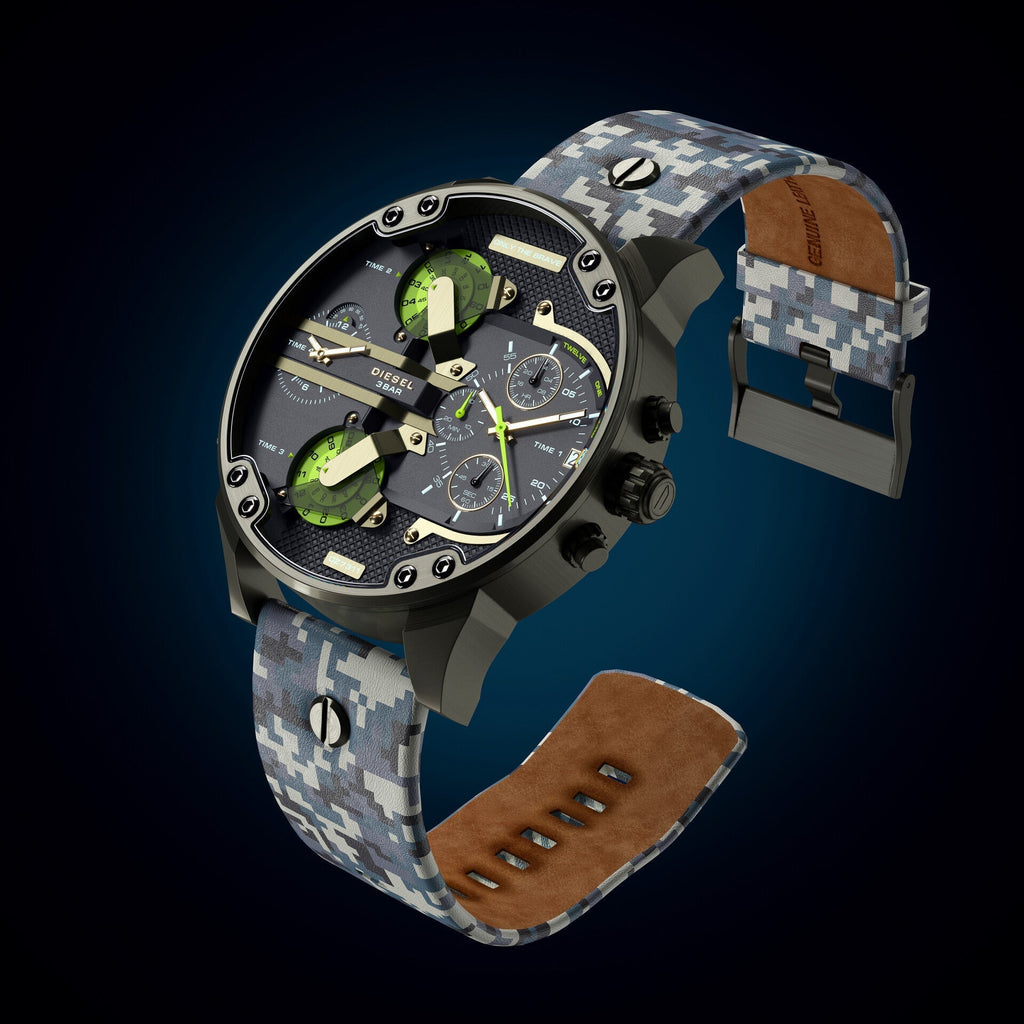 Diesel DZ7311 Big Daddy Chronograph Men's Watch – Black Dial & Black Leather Strap