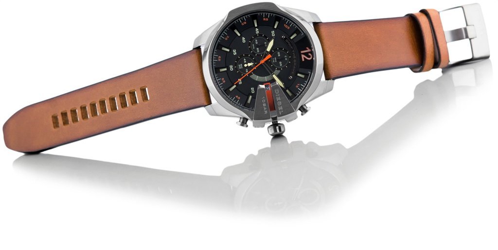 Diesel DZ4343 Mega Chief Chronograph Men's Watch – Black Dial & Brown Leather Strap
