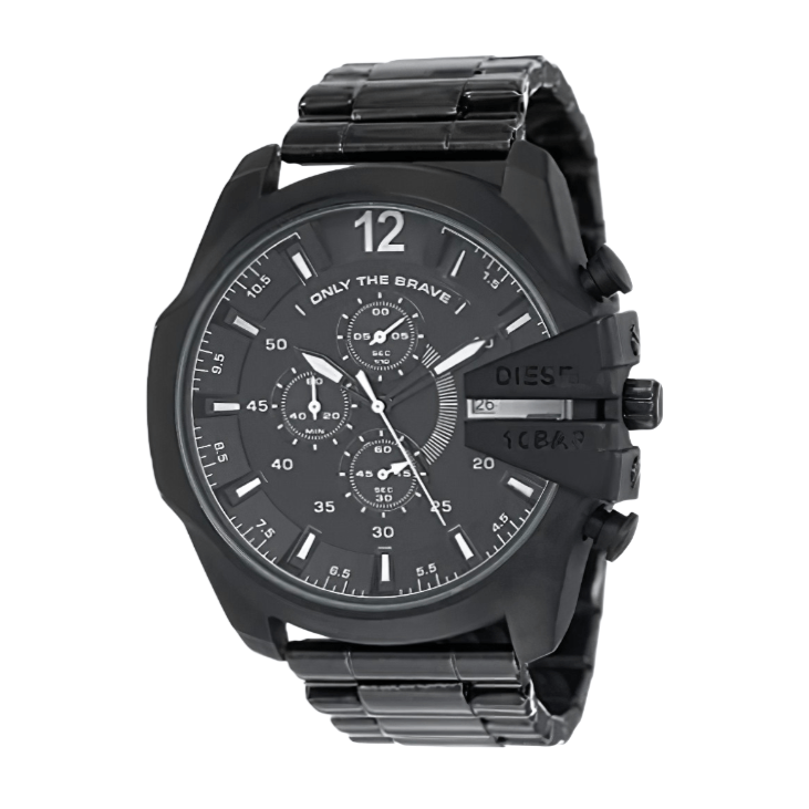 Diesel DZ4283 Mega Chief Chronograph Men's Watch – Black Dial & Black Steel Strap