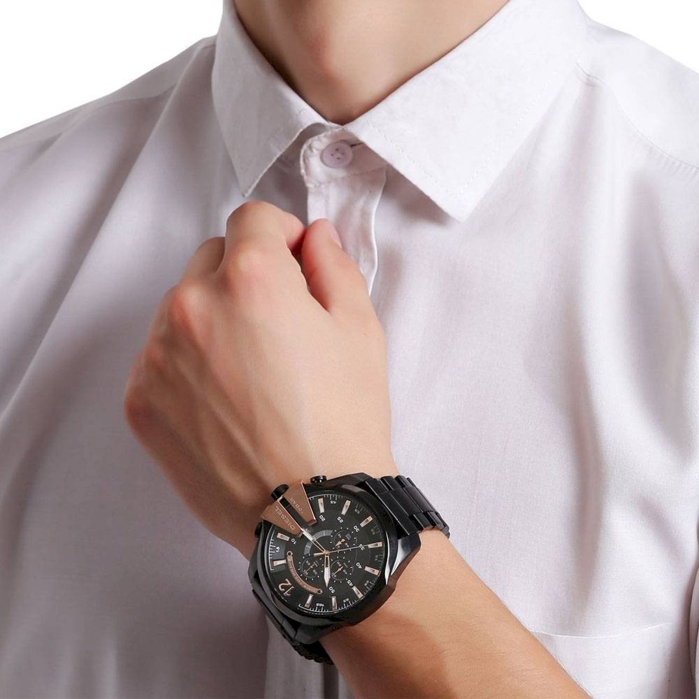 Diesel DZ4309 Mega Chief Chronograph Men's Watch – Black Dial & Black Stainless Steel Strap