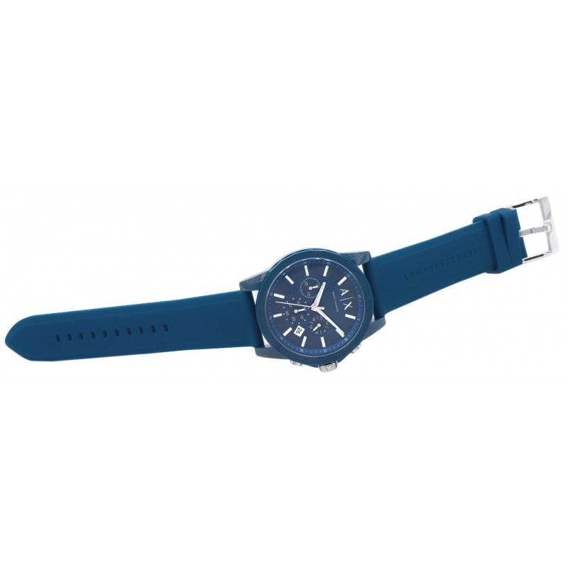Men's Armani Exchange Outerbanks Chronograph Watch AX1327 – Blue Dial with Blue Silicone Strap