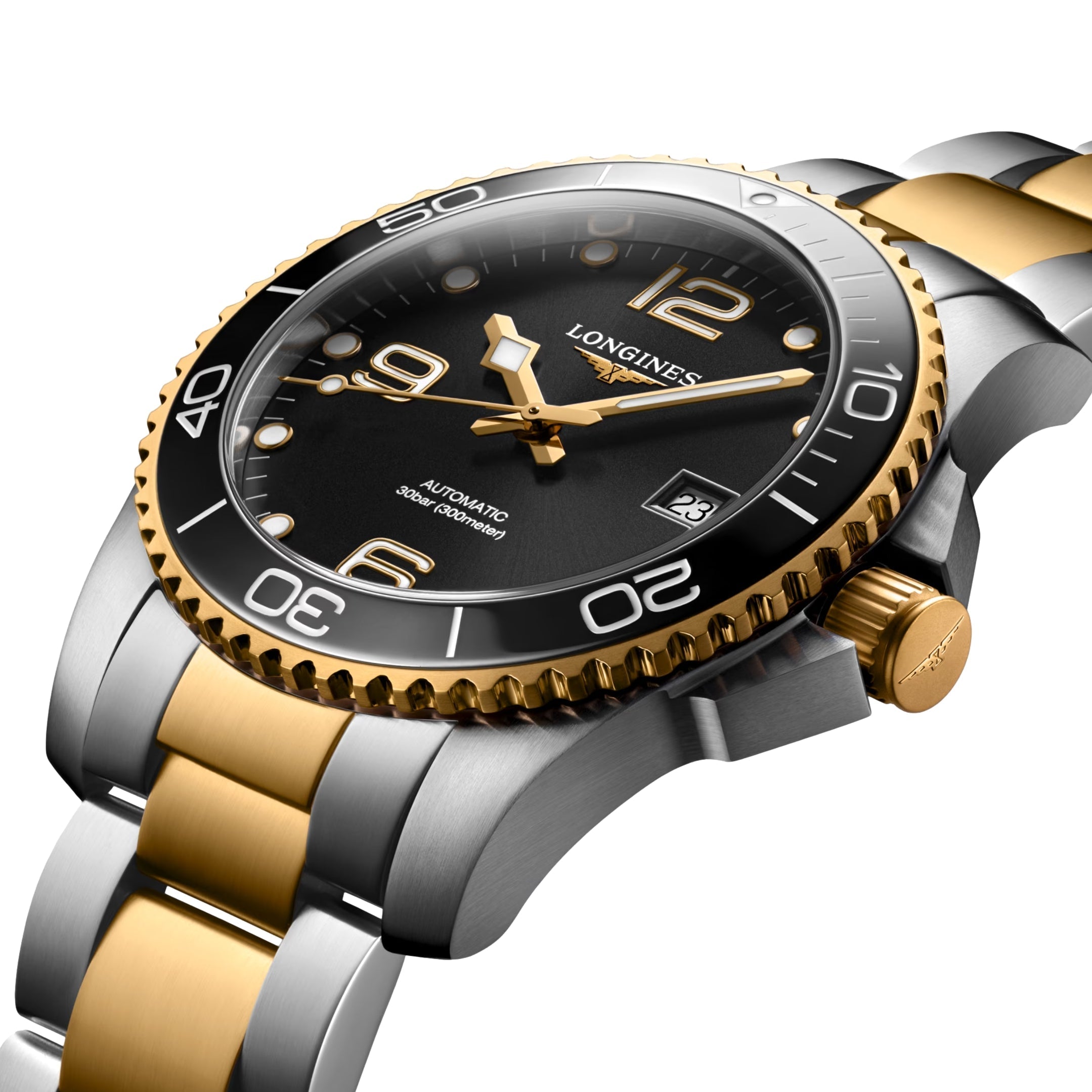 longines HydroConquest Ceramic Bezel Two-Tone 41mm - Black on Bracelet