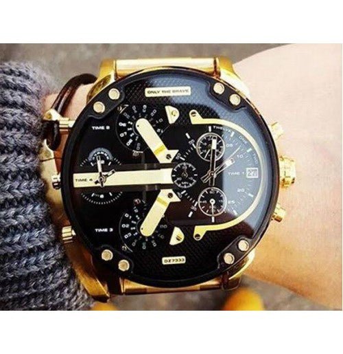 Diesel DZ7333 Mr. Daddy 2.0 Chronograph Men's Watch – Black Dial & Gold Stainless Steel Strap