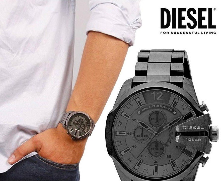 Diesel DZ4282 Mega Chief Chronograph Men's Watch – Grey Dial & Grey Stainless Steel Strap