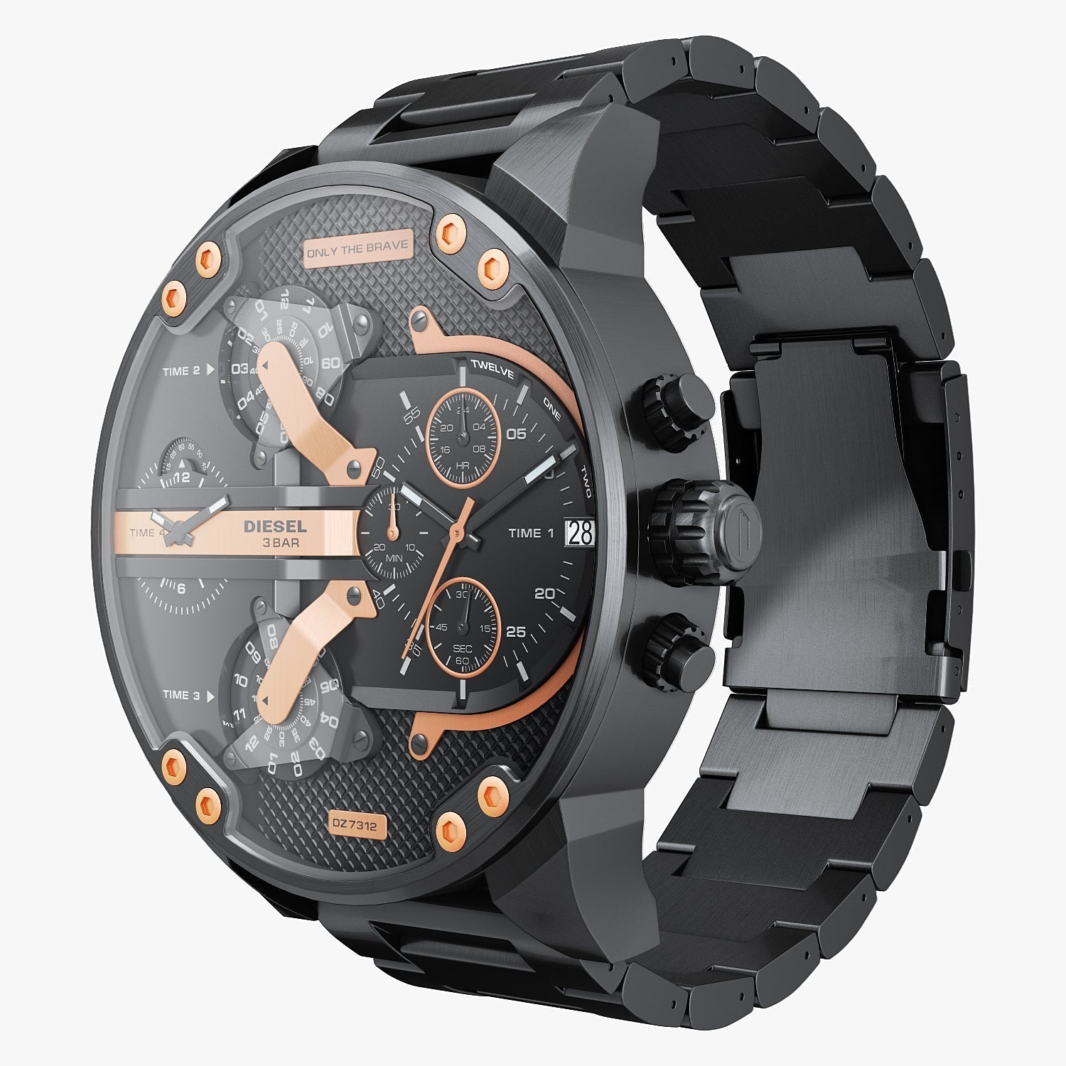 Diesel DZ7312 Big Daddy Chronograph Men's Watch – Black Dial & Black Stainless Steel Strap