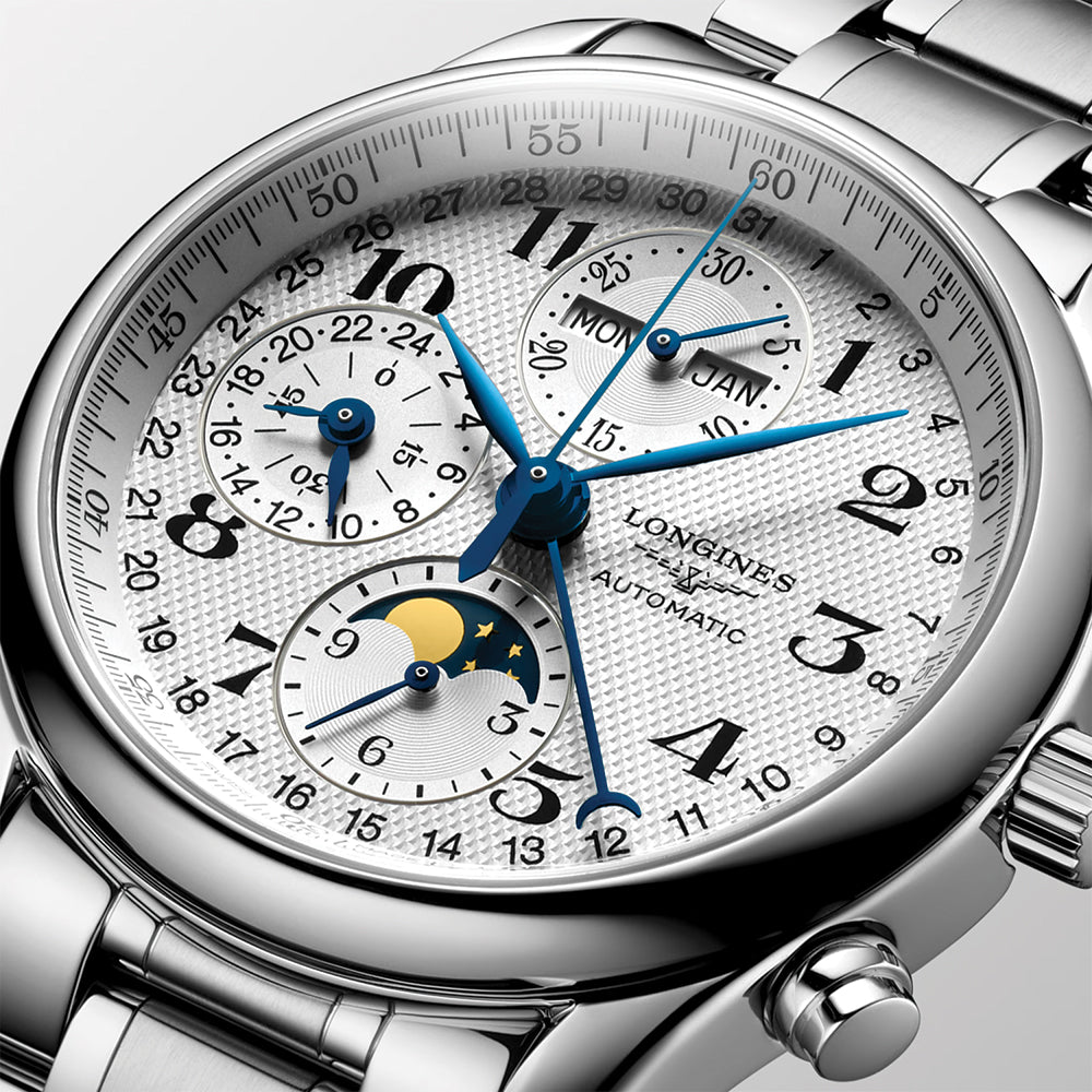 longines Master Collection Chronograph Moonphase 40mm - Silver on Bracelet