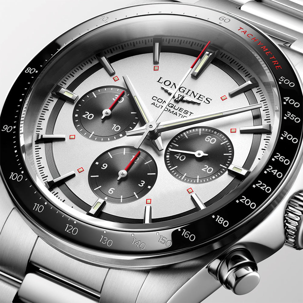 longines Conquest Automatic Chronograph 42mm - Silver on Bracelet