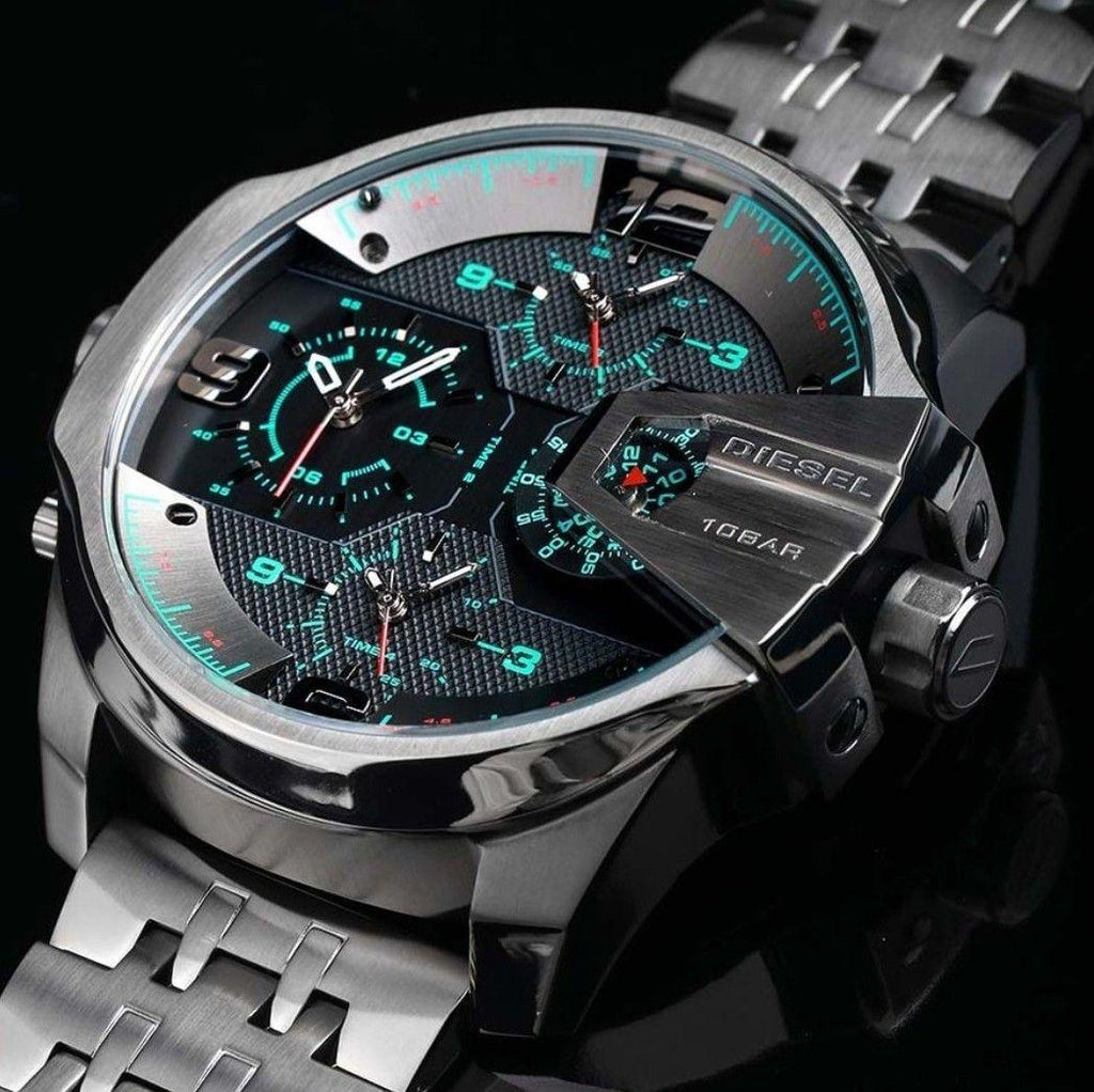 Diesel DZ7372 Uber Chief Chronograph Men's Watch – Black Dial & Grey Stainless Steel Strap
