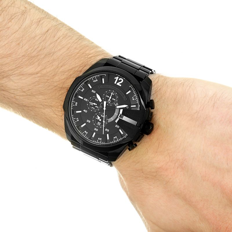 Diesel DZ4283 Mega Chief Chronograph Men's Watch – Black Dial & Black Steel Strap