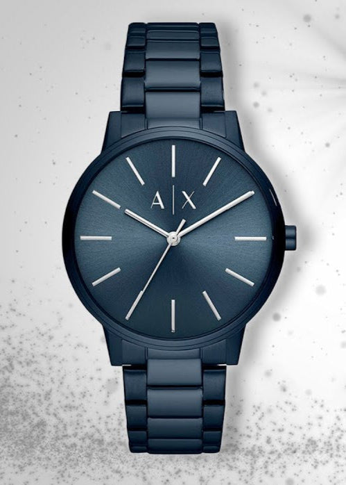 Armani Exchange Cayde AX2702 Men's Analog Watch – Blue Dial with Matching Blue Stainless Steel Strap