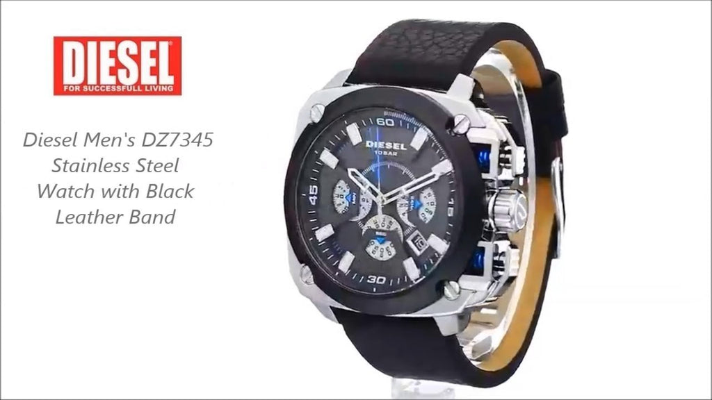 Diesel DZ7345 BAMF Chronograph Men's Watch – Black Dial & Black Leather Strap
