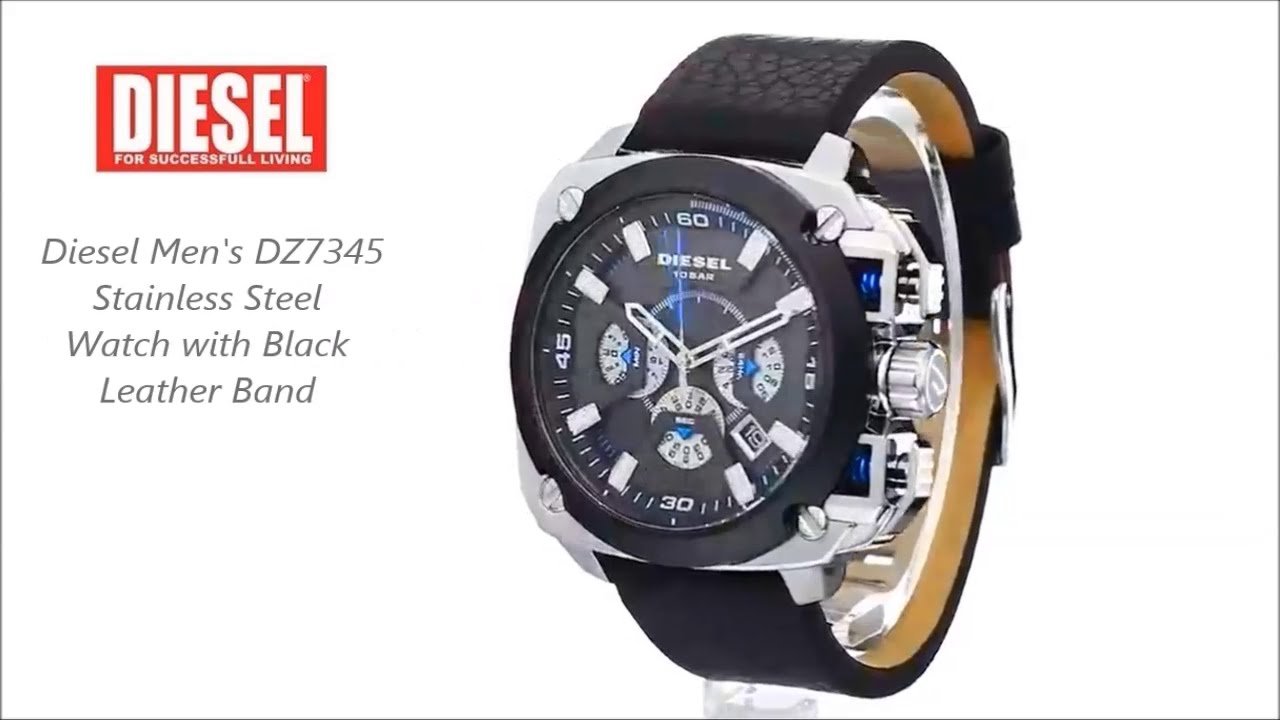 Diesel DZ7345 BAMF Chronograph Men's Watch – Black Dial & Black Leather Strap