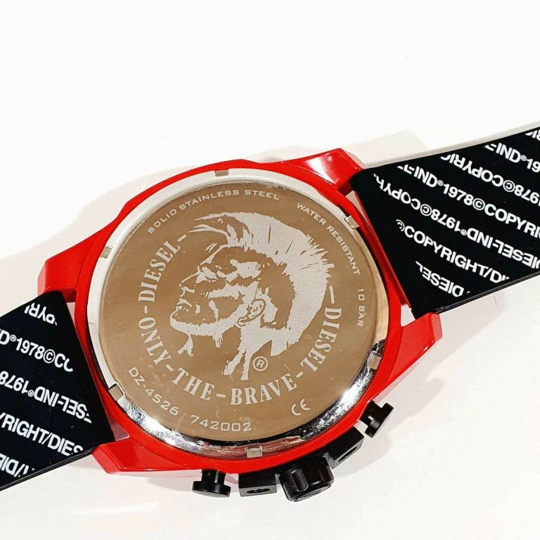Diesel DZ4526 Mega Chief Chronograph Men's Watch – Black Dial & Red Rubber Strap