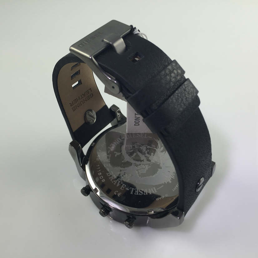 Diesel DZ7348 Mr. Daddy 2.0 Chronograph Men's Watch – Black Dial & Black Leather Strap