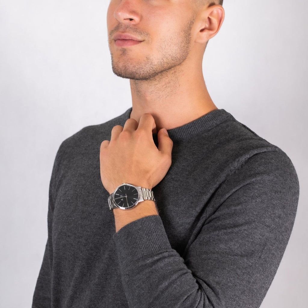 Armani Exchange Cayde AX2700 Men's Analog Watch – Black Dial with Silver Stainless Steel Bracelet