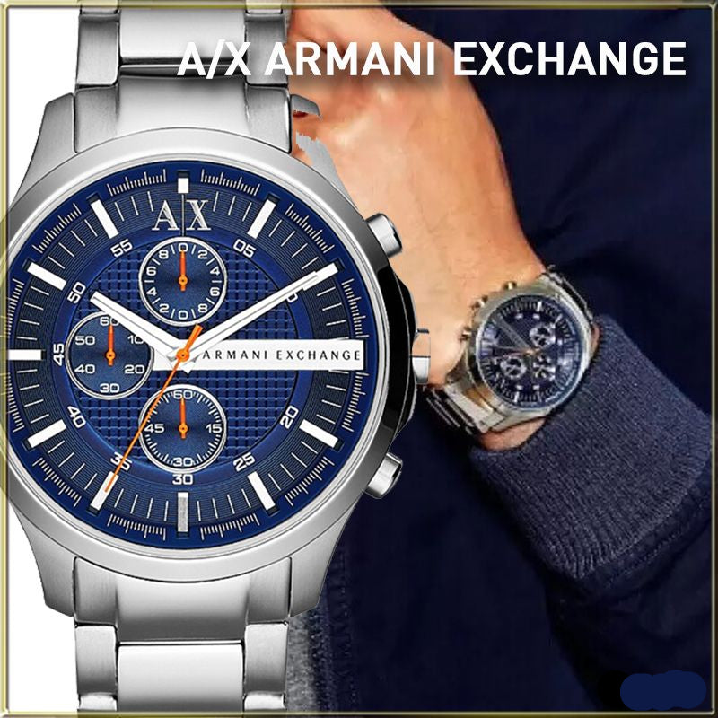 Armani Exchange Hampton AX2155 Men's Chronograph Watch – Blue Dial with Silver Stainless Steel Strap