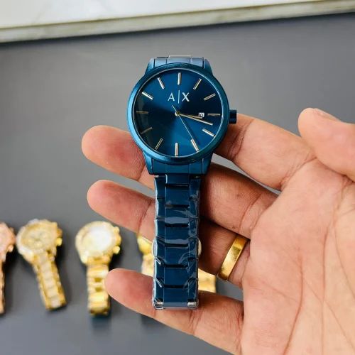 Armani Exchange Cayde AX2702 Men's Analog Watch – Blue Dial with Matching Blue Stainless Steel Strap