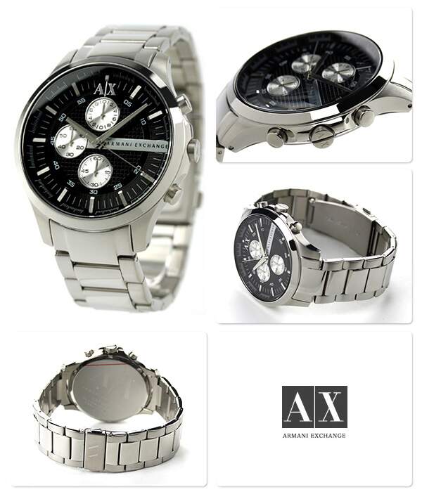 Armani Exchange Hampton AX2152 Men's Chronograph Watch – Black Dial with Silver Stainless Steel Strap